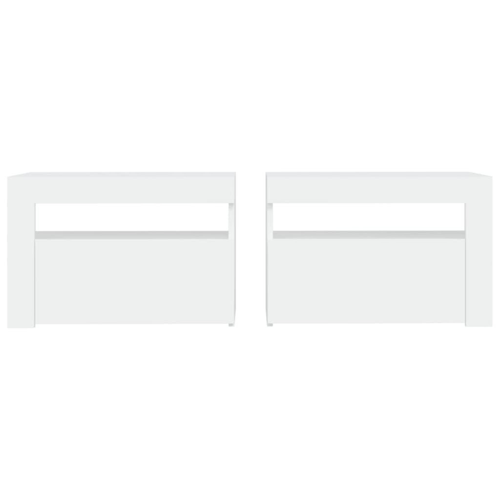 Voir la diapositive 4 : VIDAXL Tables de chevet 2 pcs avec LED Blanc 60x35x40 cm