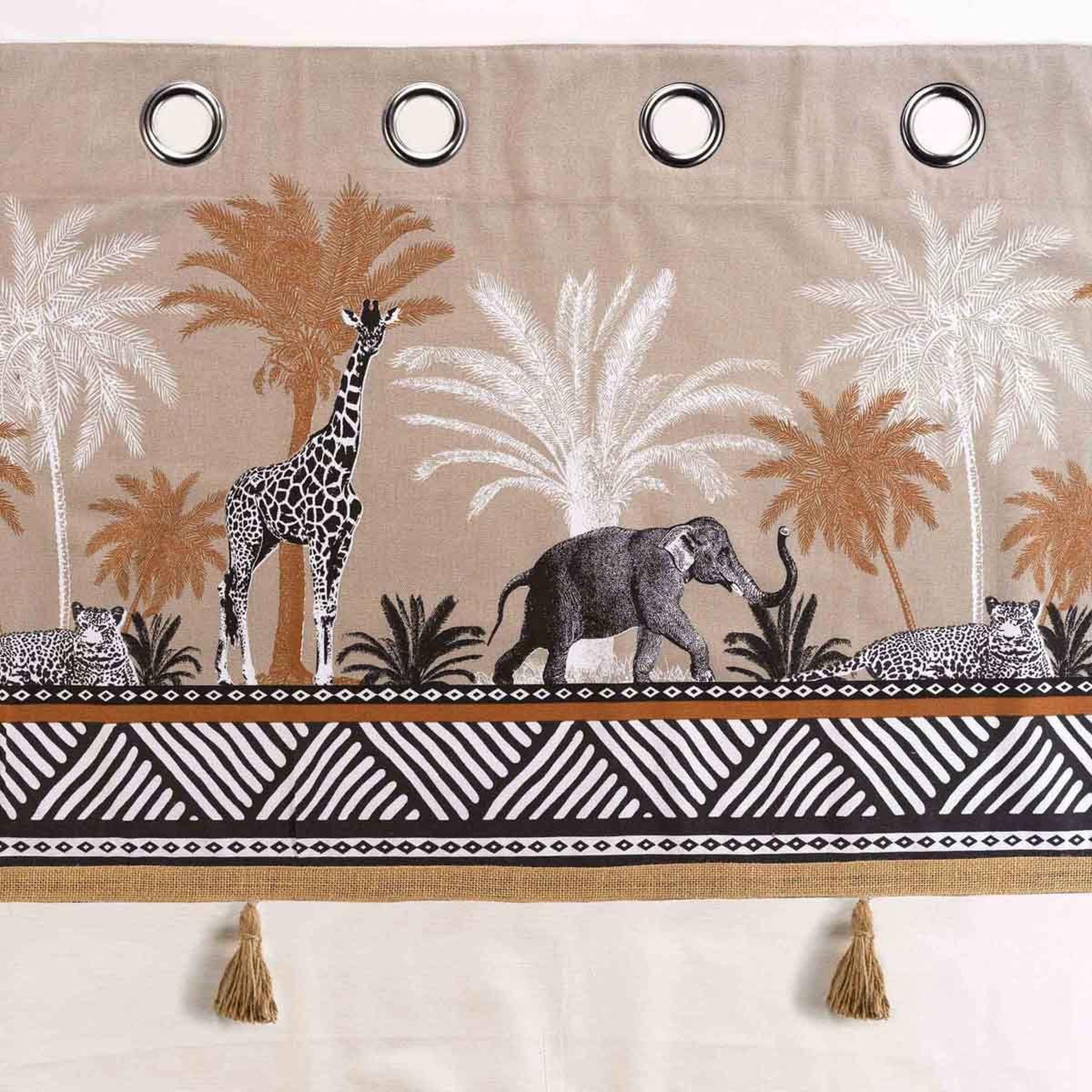 Voir la diapositive 3 : Douceur d'Intérieur Rideau à œillets  kenya lodge  140x240cm taupe