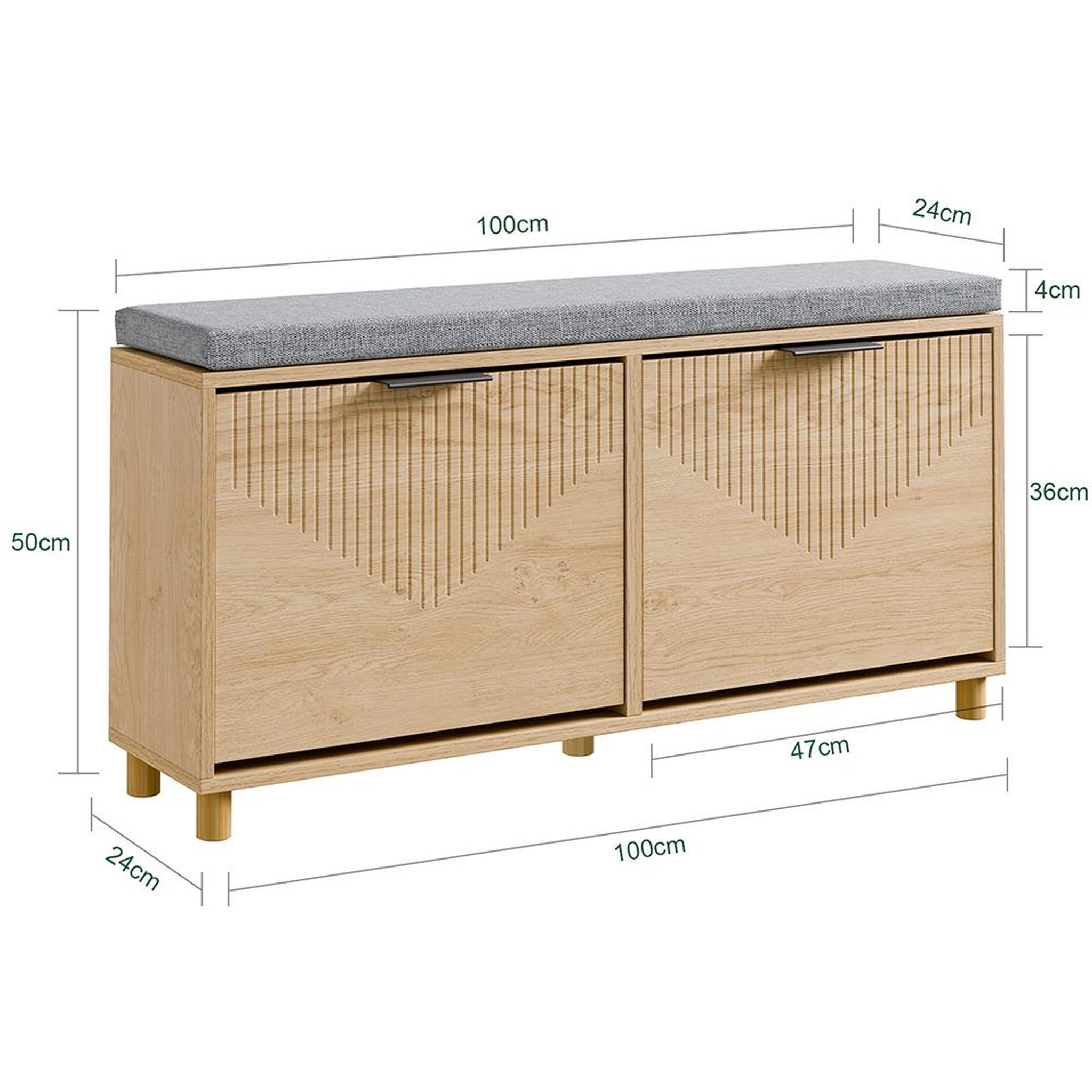 Voir la diapositive 3 : SOBUY Banc Rangement Chaussures Bois 100x24x50cm FSR211-N