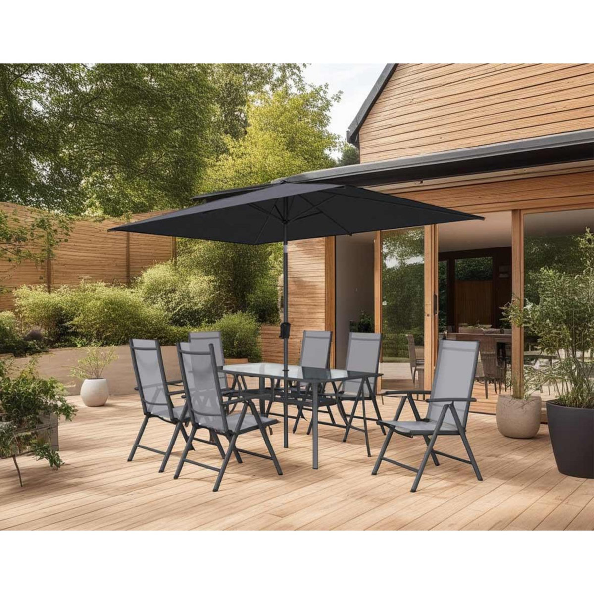 BEST MOBILIER Albury salon de jardin 6 places en aluminium avec