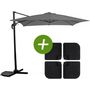 Voir la diapositive 1 : Habitat et Jardin Parasol jardin déporté  Soleil  - Carré - 2.5 x 2.5 m - Gris + Dalles à lester incluses