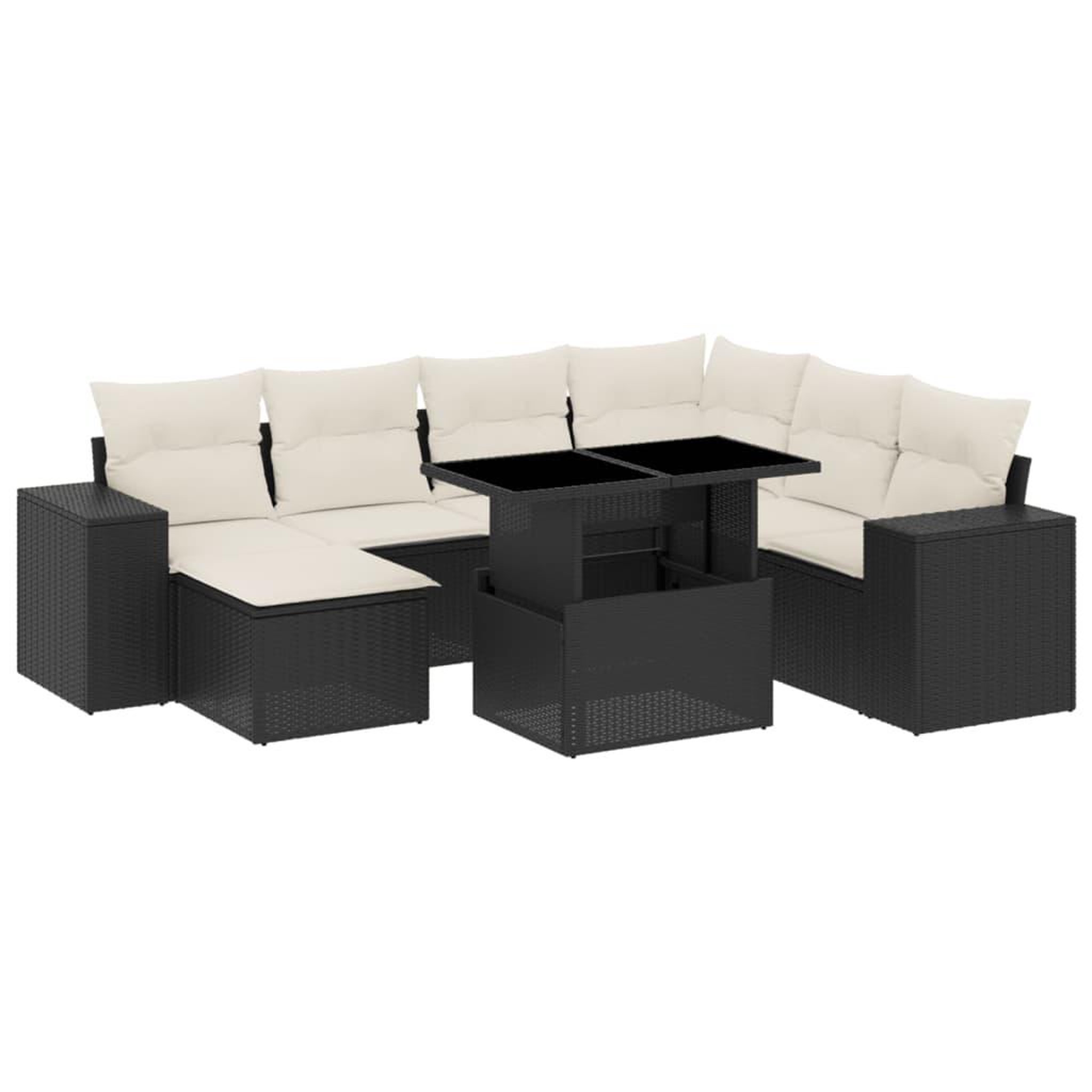 Voir la diapositive 2 : VIDAXL Salon de jardin 8 pcs avec coussins noir resine tressee