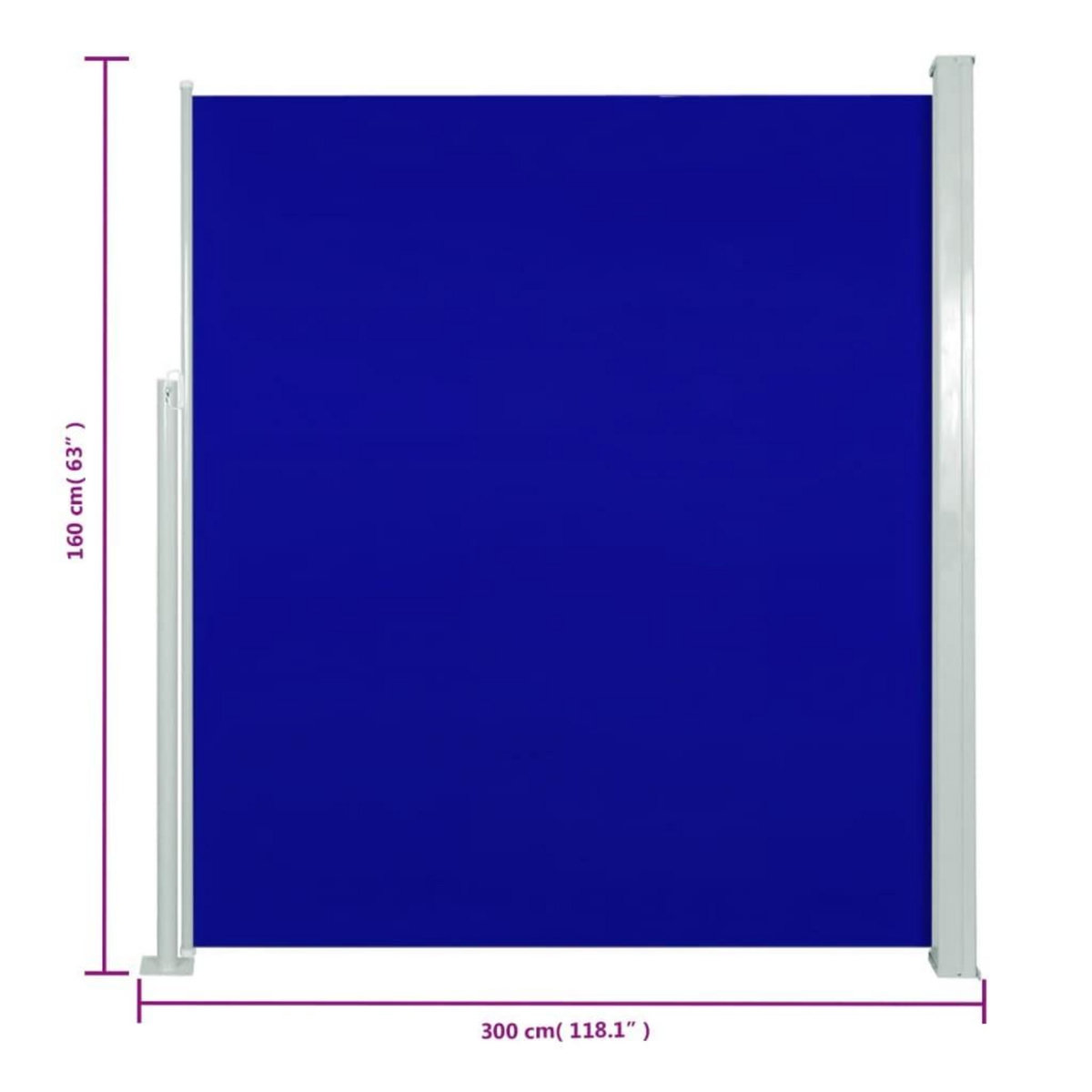 VIDAXL Auvent lateral retractable de patio 160x300 cm Bleu