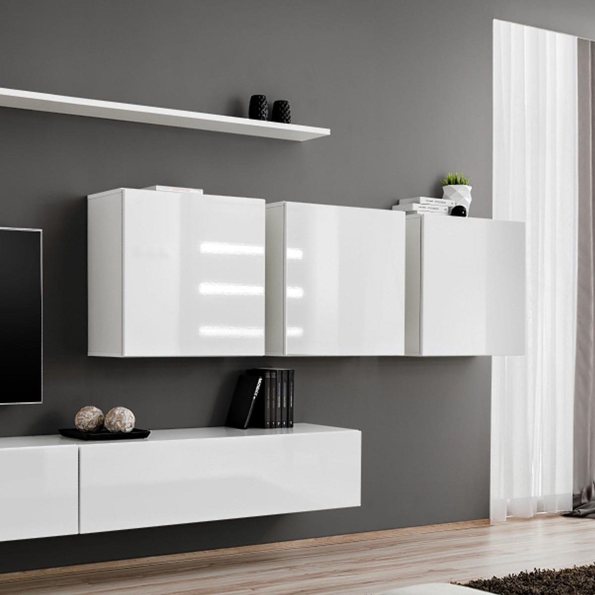 Voir la diapositive 3 : Paris Prix Meuble tv mural design  switch vii  340cm blanc