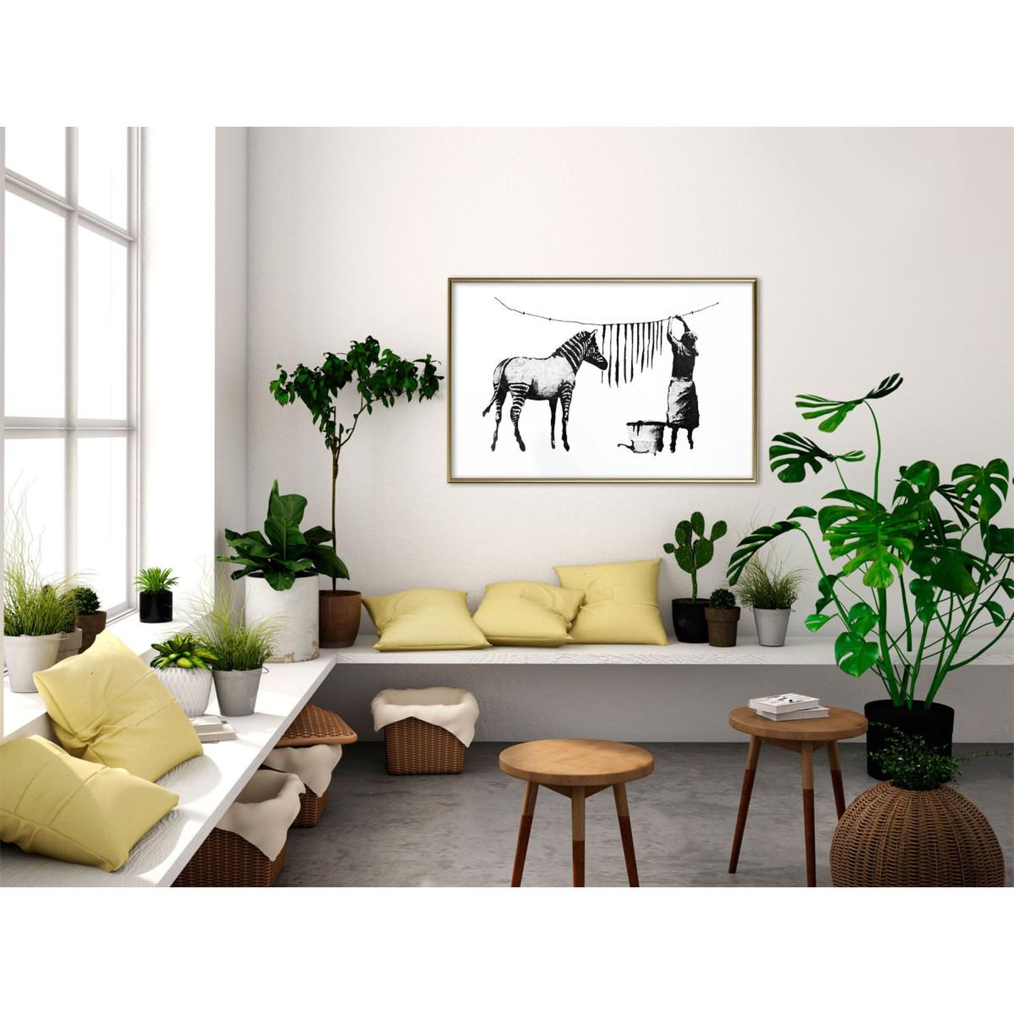 Voir la diapositive 2 : Paris Prix Affiche murale encadrée  banksy washing zebra stripes