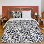 Home collection Parure de couette 100% microfibre, flore. Coloris disponibles : Blanc