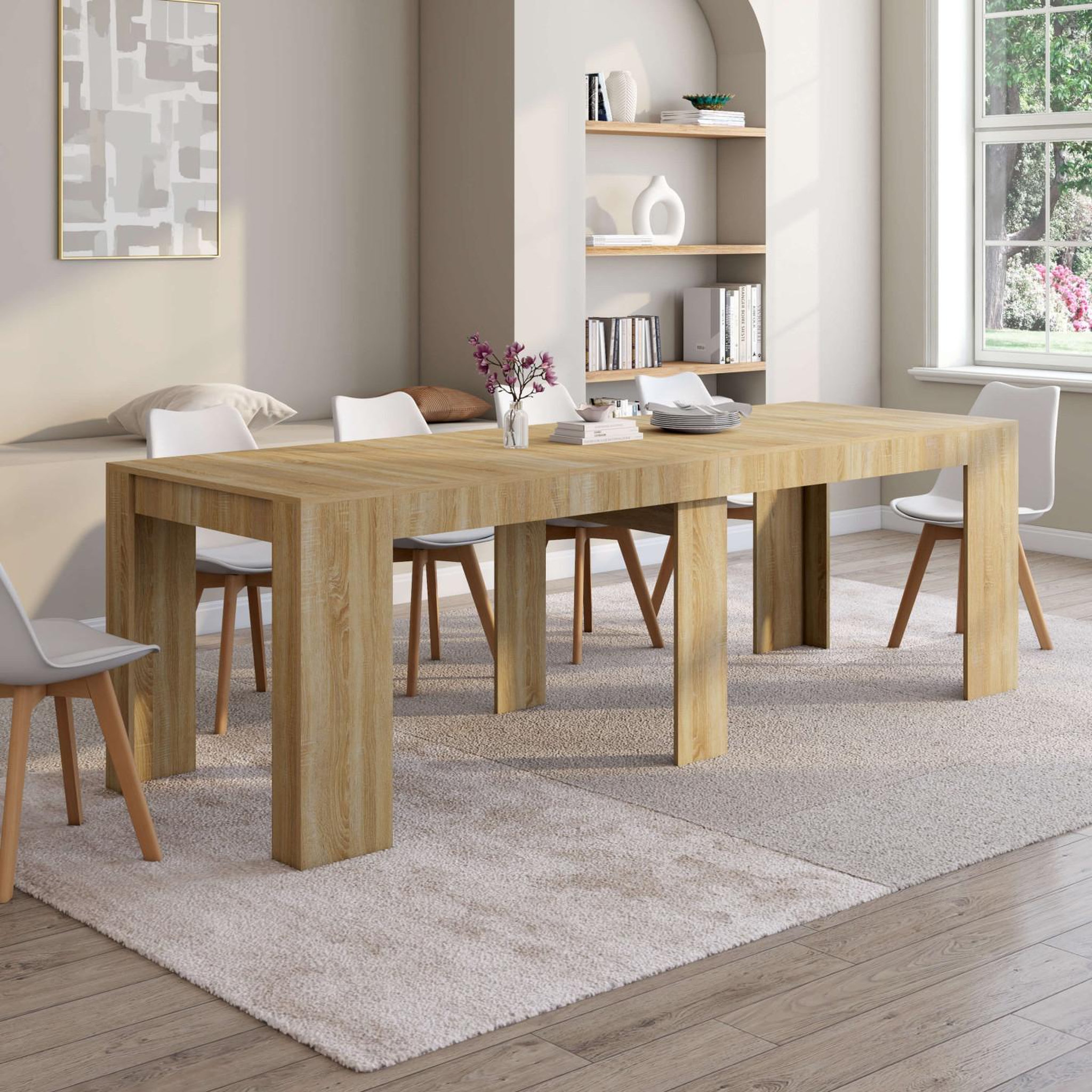 Voir la diapositive 2 : ID MARKET Table console extensible orlando 10 personnes 235 cm bois façon hêtre