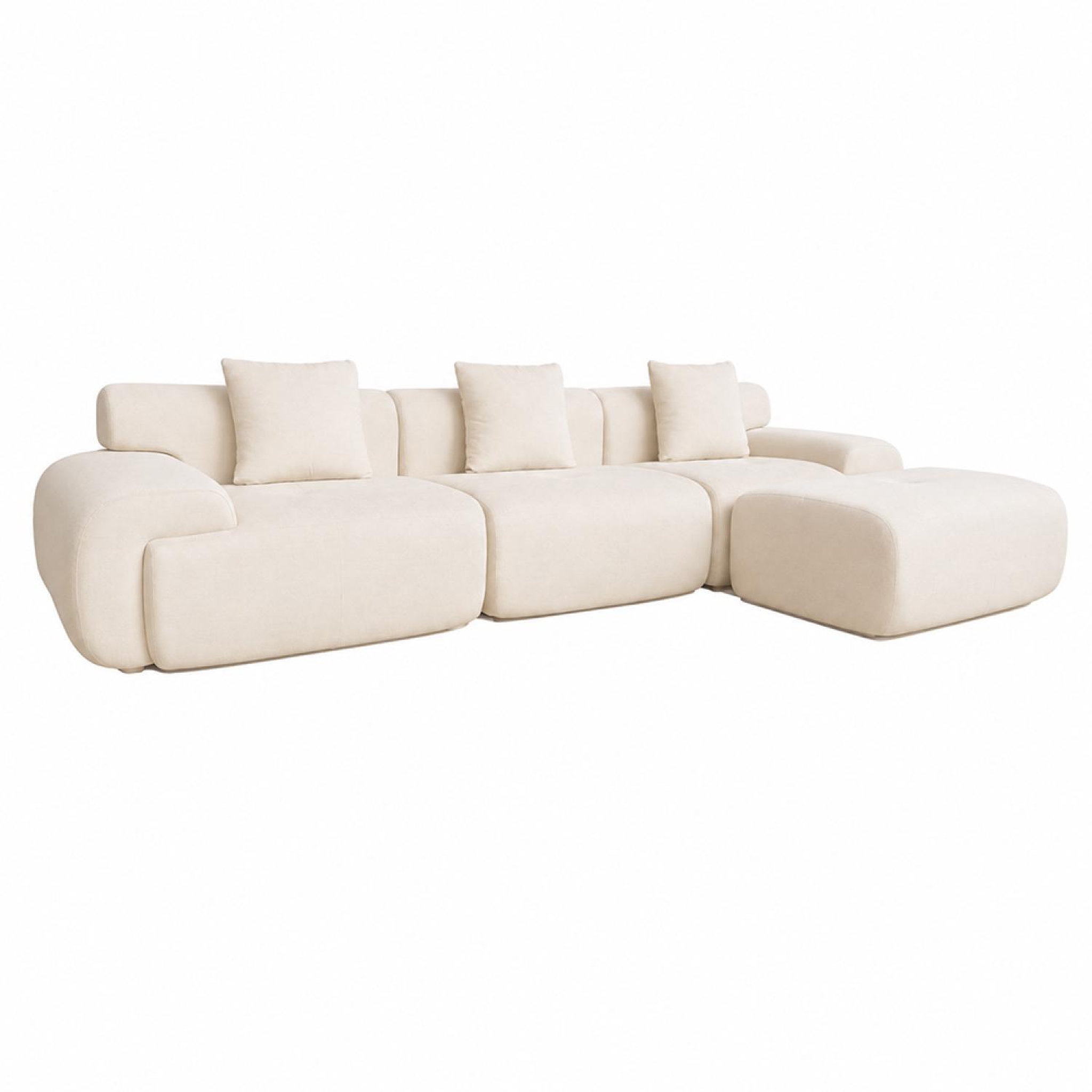CONCEPT USINE Canapé nuage compressé modulable en tissu chenille beige 4-5 places sheffield