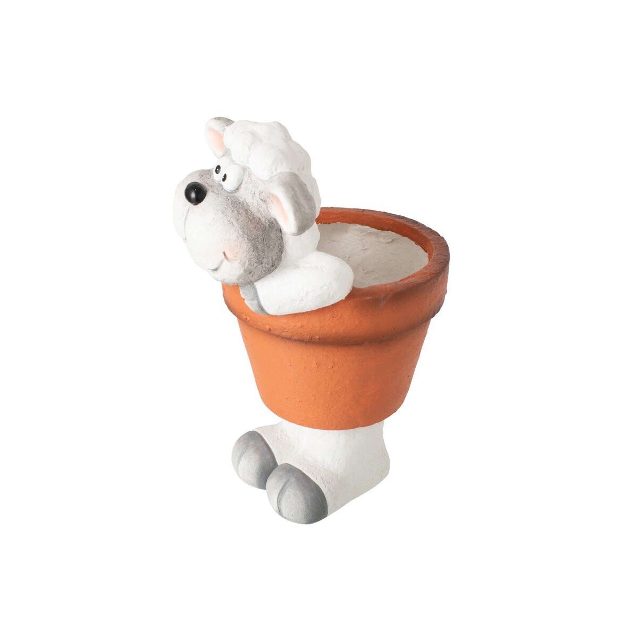 Voir la diapositive 2 : J-LINE Statuette mouton en pot  lasse  35cm multicolore