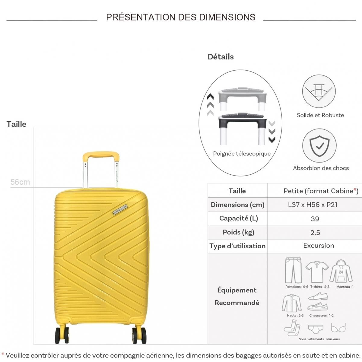 David Jones Valise cabine rigide TSA 56cm