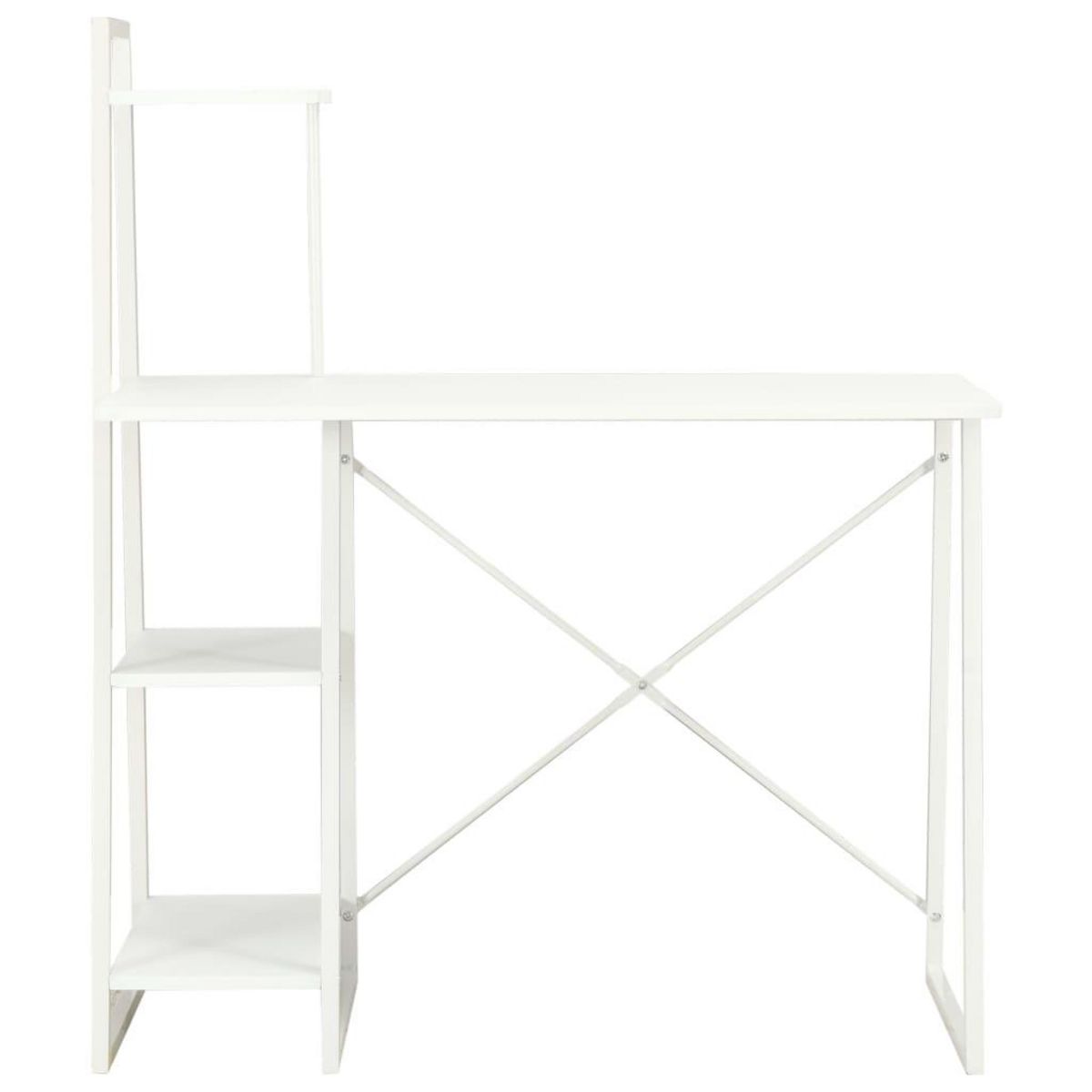 VIDAXL Bureau avec etagere Blanc 102x50x117 cm