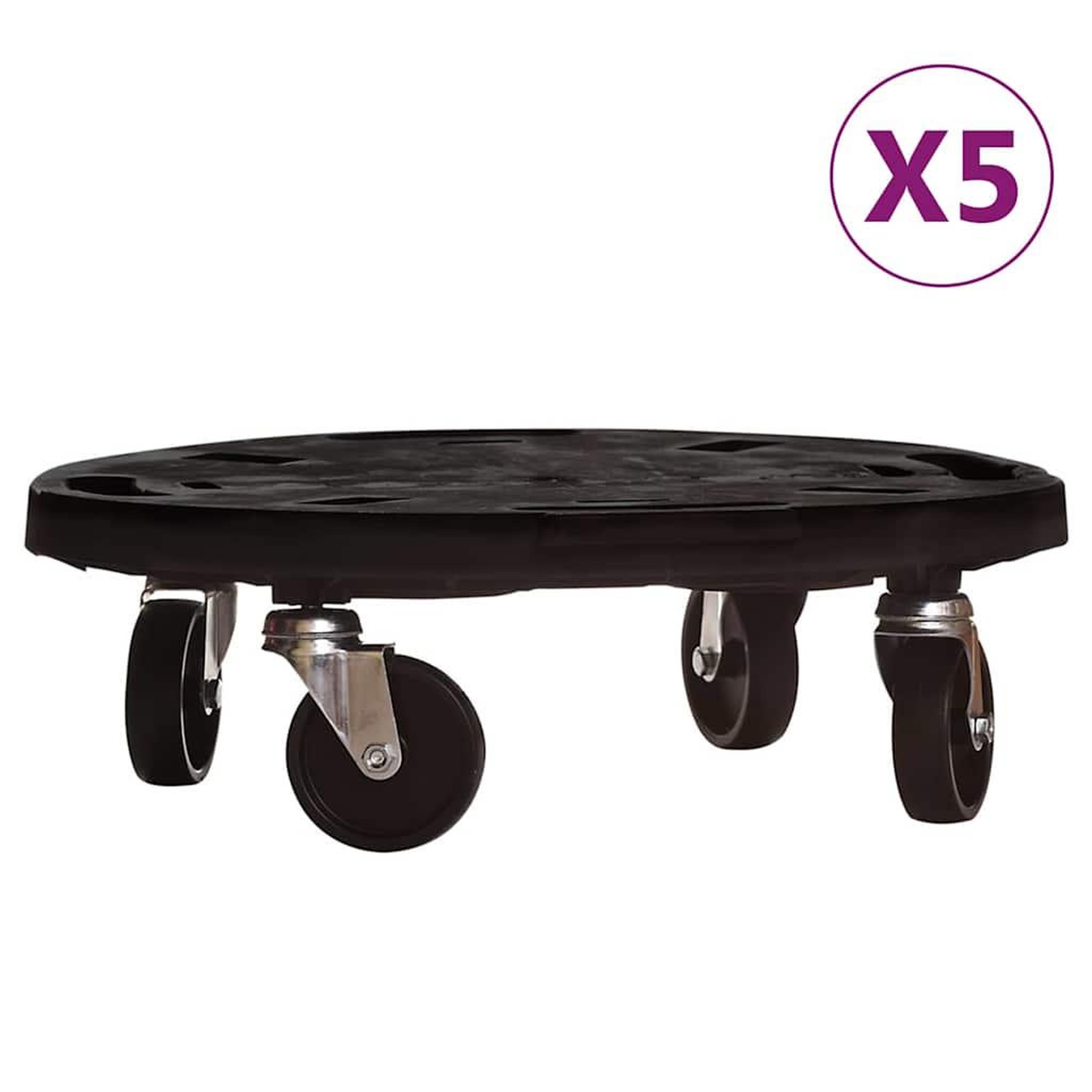 Voir la diapositive 2 : VIDAXL Chariots a plantes avec roues 5 pcs diametre 40 cm noir 275 kg