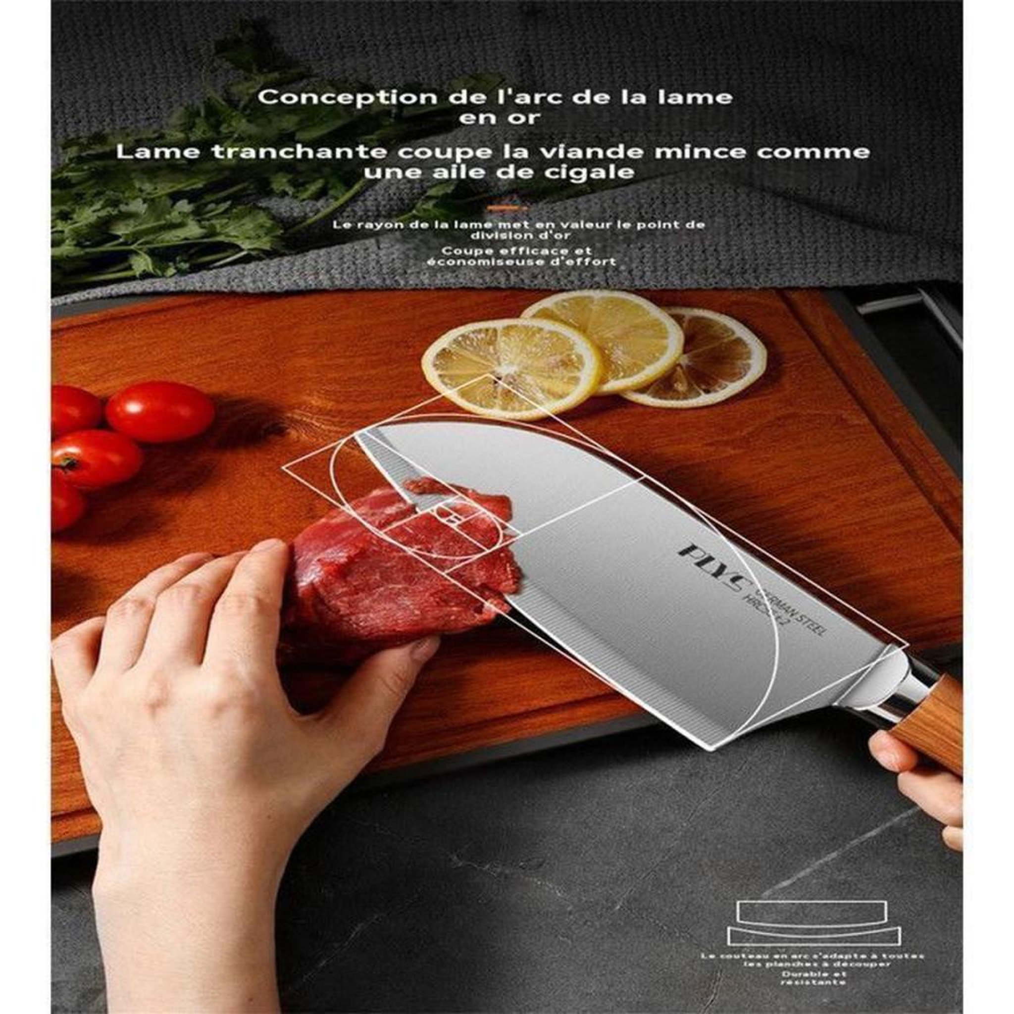 Voir la diapositive 4 : Coffret couteaux de cuisine 7 pièces avec bloc SONOOK acier inox 5CR15 finition miroir