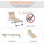 Voir la diapositive 5 : OUTSUNNY Bain de soleil transat pliable grand confort dossier réglable multi-position tétière alu. textilène beige