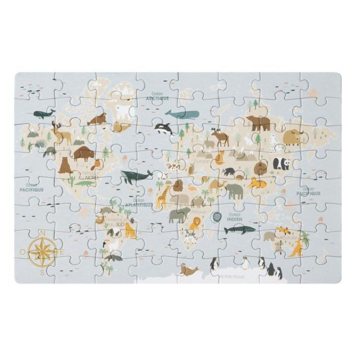 Atmosphera Kids Puzzle Enfant 64 pièces  Carte du Monde  42cm Multicolore
