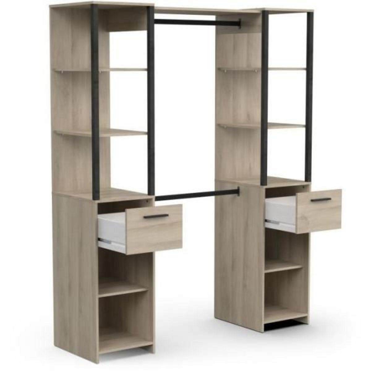 Demeyere Dressing - Décor chene Kronberg / Noir mat - L159,8 x P49,5 x H200,3 cm - GARY