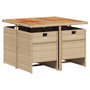 Voir la diapositive 3 : VIDAXL Ensemble a manger de jardin avec coussins 5pcs Beige poly rotin