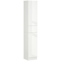 HOMCOM Meuble Colonne Rangement Salle de Bain Style Contemporain 2 placards  3 étagères et tiroir Coulissant Panneaux Particules Blanc : :  Cuisine et Maison