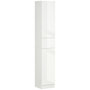 Voir la diapositive 1 : KLEANKIN Meuble colonne rangement salle de bain style contemporain façade laquée 2 portes 3 étagères tiroir panneaux MDF blanc