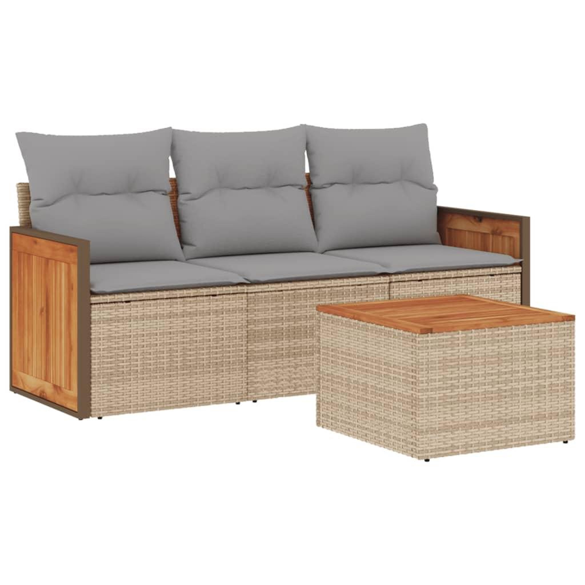 Voir la diapositive 2 : VIDAXL Salon de jardin avec coussins 4 pcs beige resine tressee