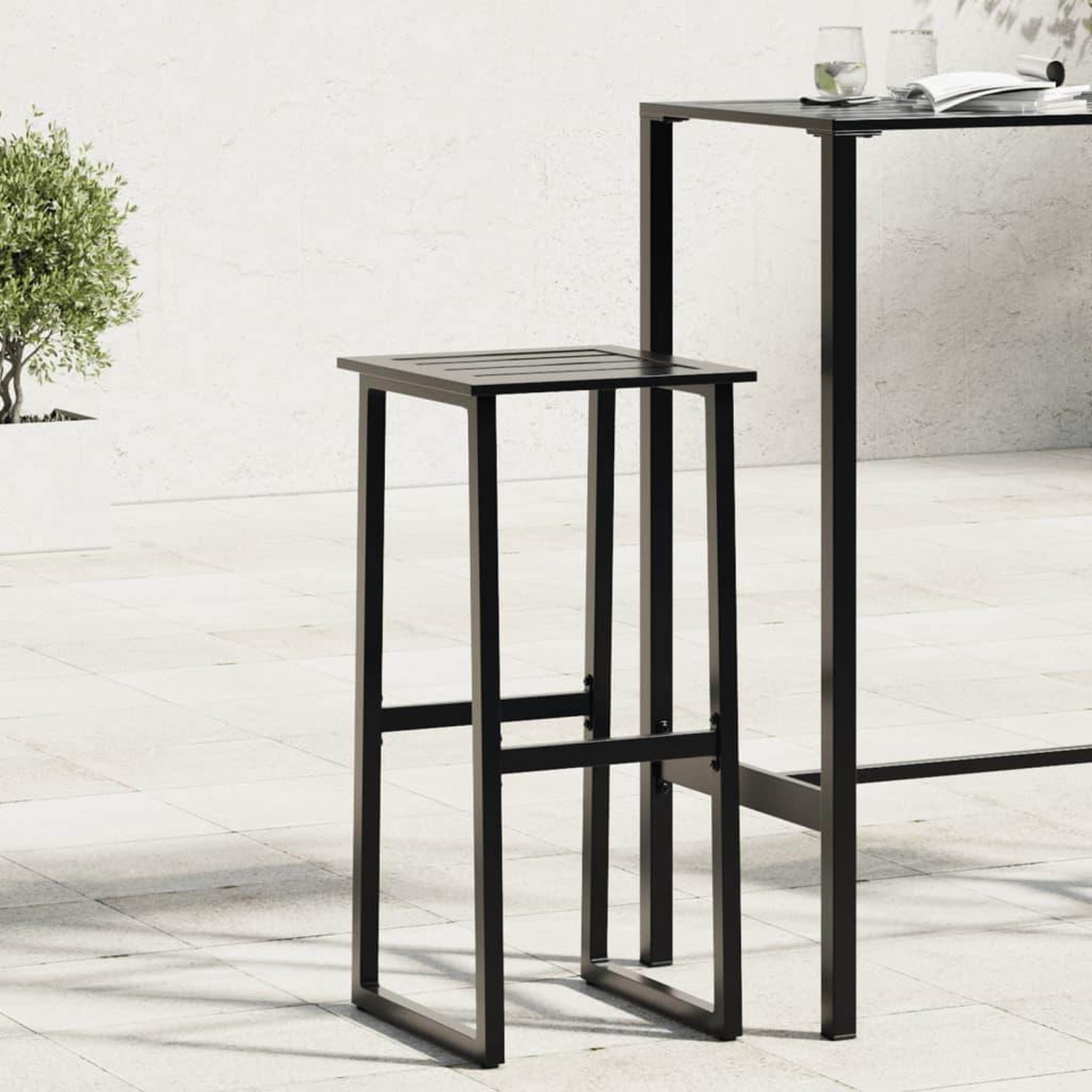 VIDAXL Tabourets de bar lot de 4 noir acier enduit de poudre