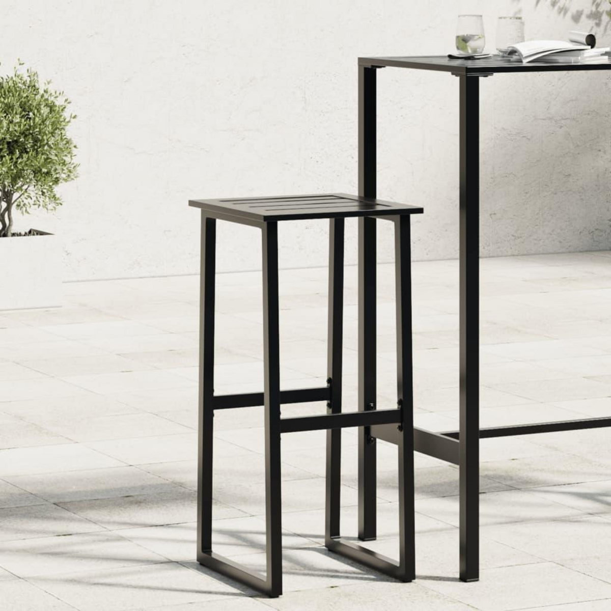 VIDAXL Tabourets de bar lot de 4 noir acier enduit de poudre