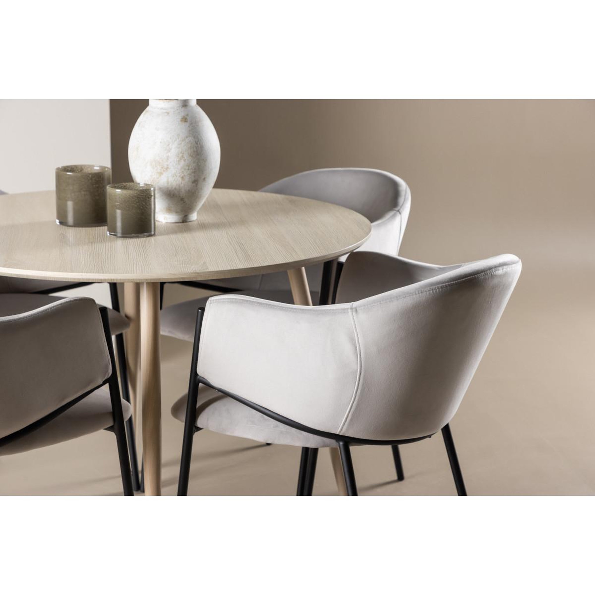 Voir la diapositive 4 : Paris Prix Ensemble table à manger & 4 chaises  plaza & evelina  100cm naturel & gris