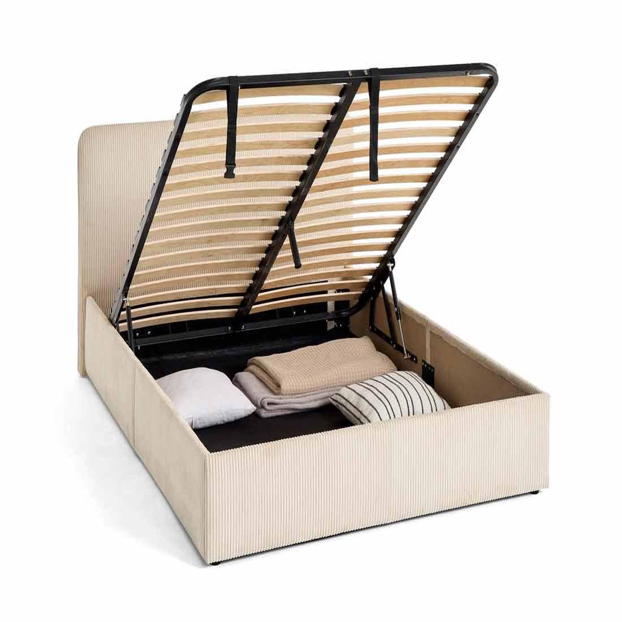 Voir la diapositive 6 : BEST MOBILIER Goyave - lit coffre - 140x190 - en velours côtelé - sommier inclus