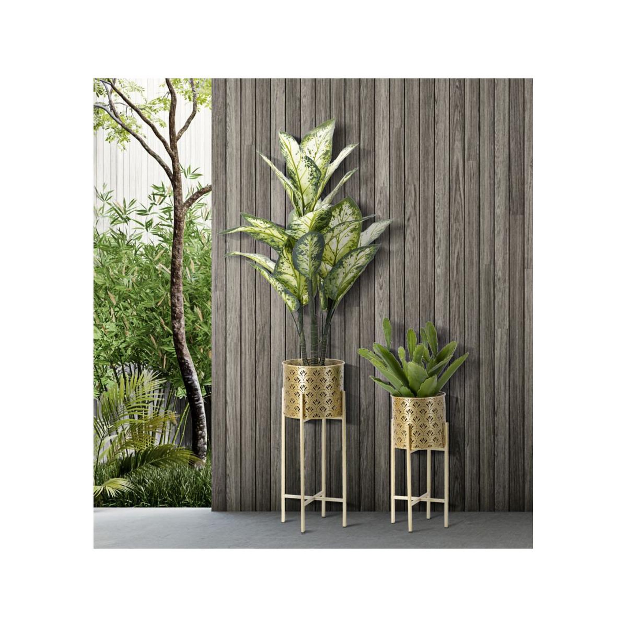 Voir la diapositive 5 : Paris Prix Lot de 2 cache-pots sur pied  glovy  52cm or