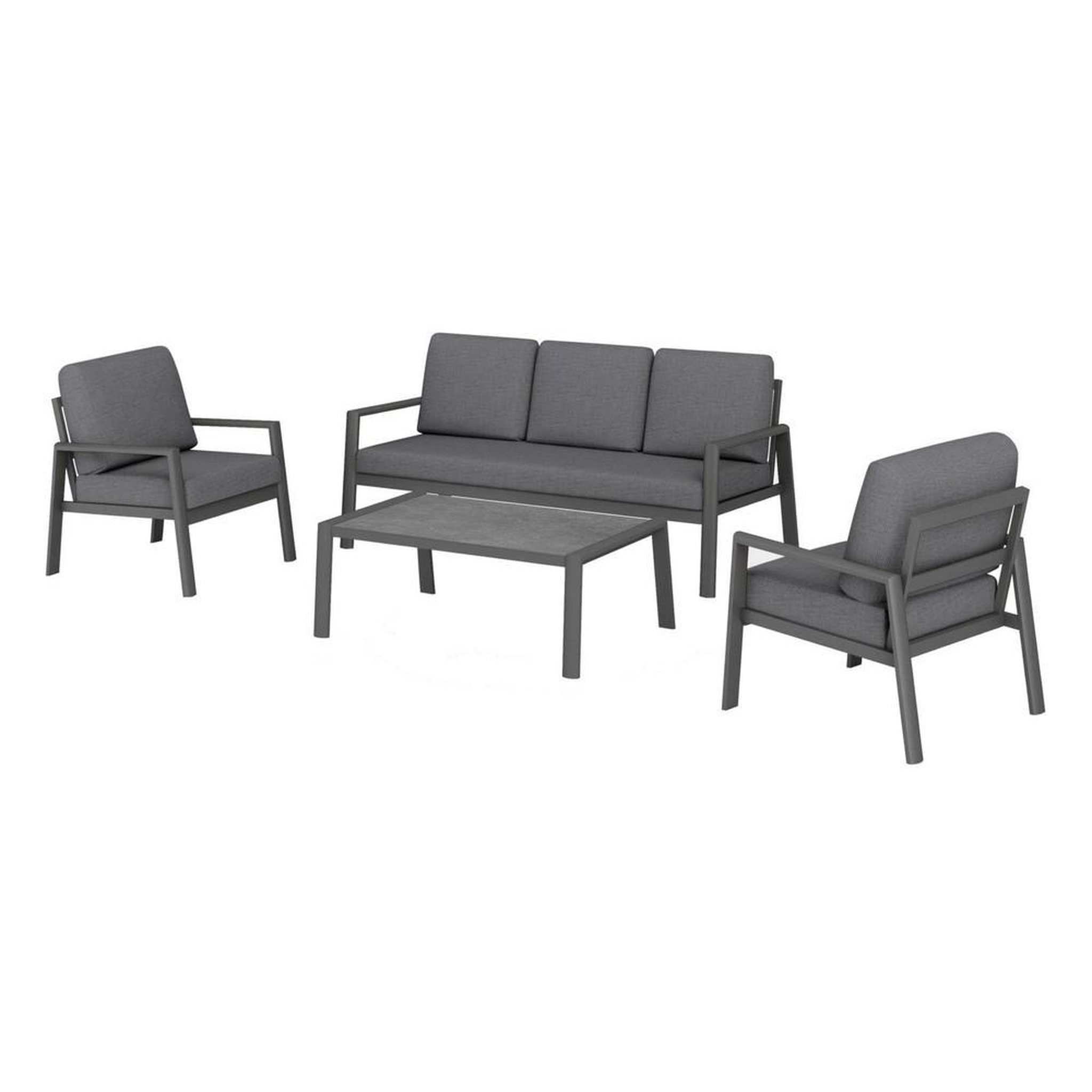 Proloisirs Ensemble salon de jardin complet 4 places Oceane II en Aluminium - grey/gris foncé