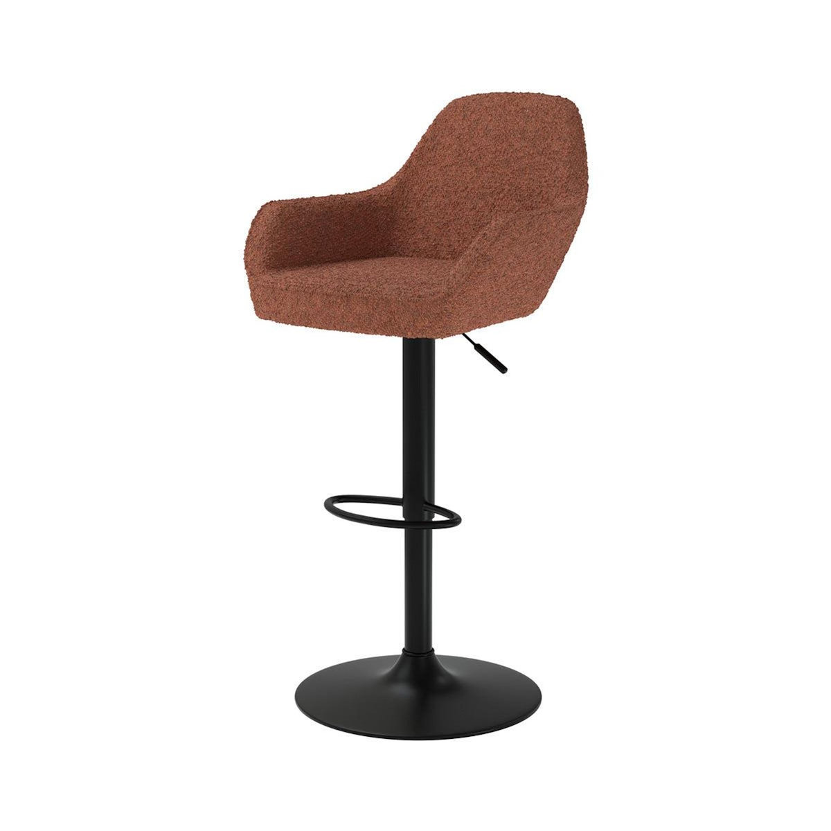 Rendez vous déco Lot de 2 chaises de bar effet laine bouclette rouge brique 63/83 cm-Adam