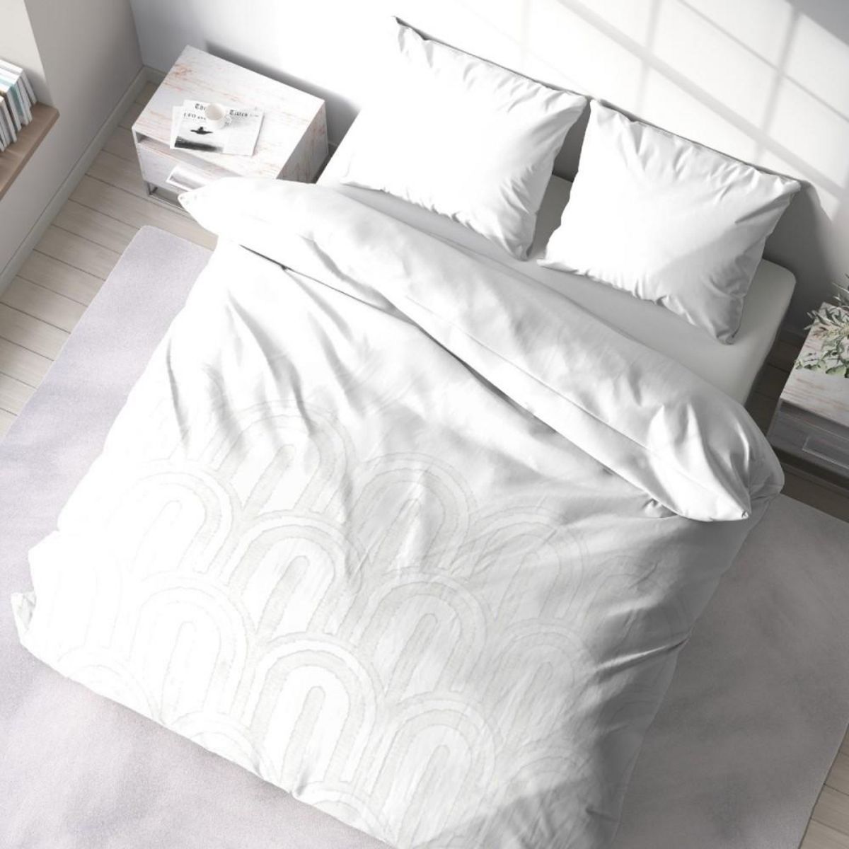 COTE DECO Housse de couette 240x220 + 2 taies FAR en coton lavé