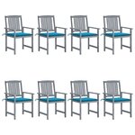 VIDAXL Chaises de jardin et coussins lot de 8 Bois acacia solide Gris