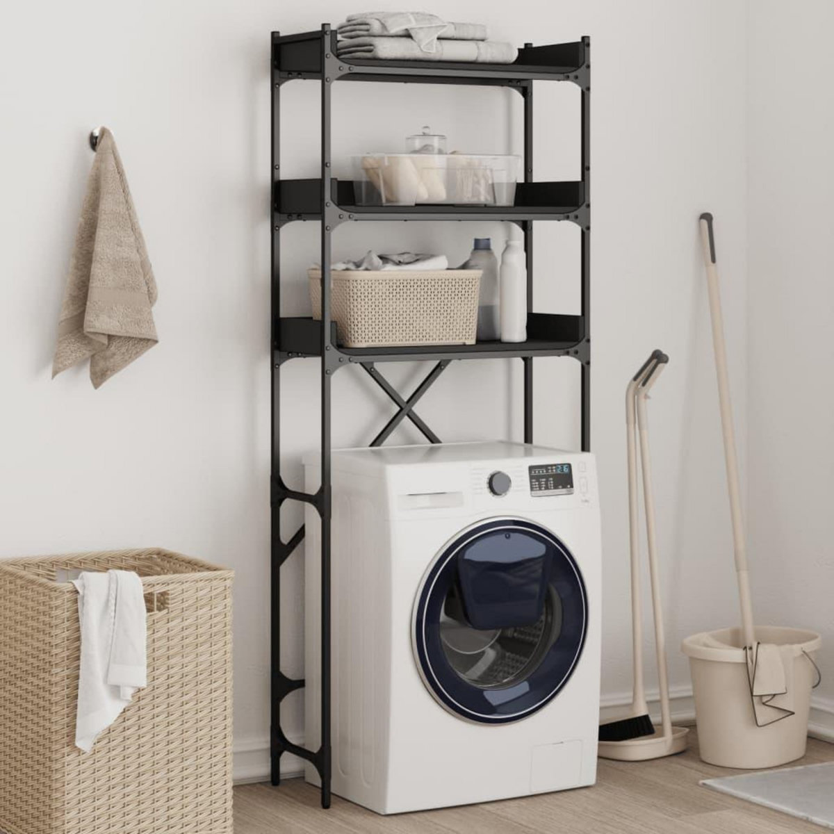 VIDAXL Etagere de lave-linge noir 67x25x163 cm bois d'ingenierie
