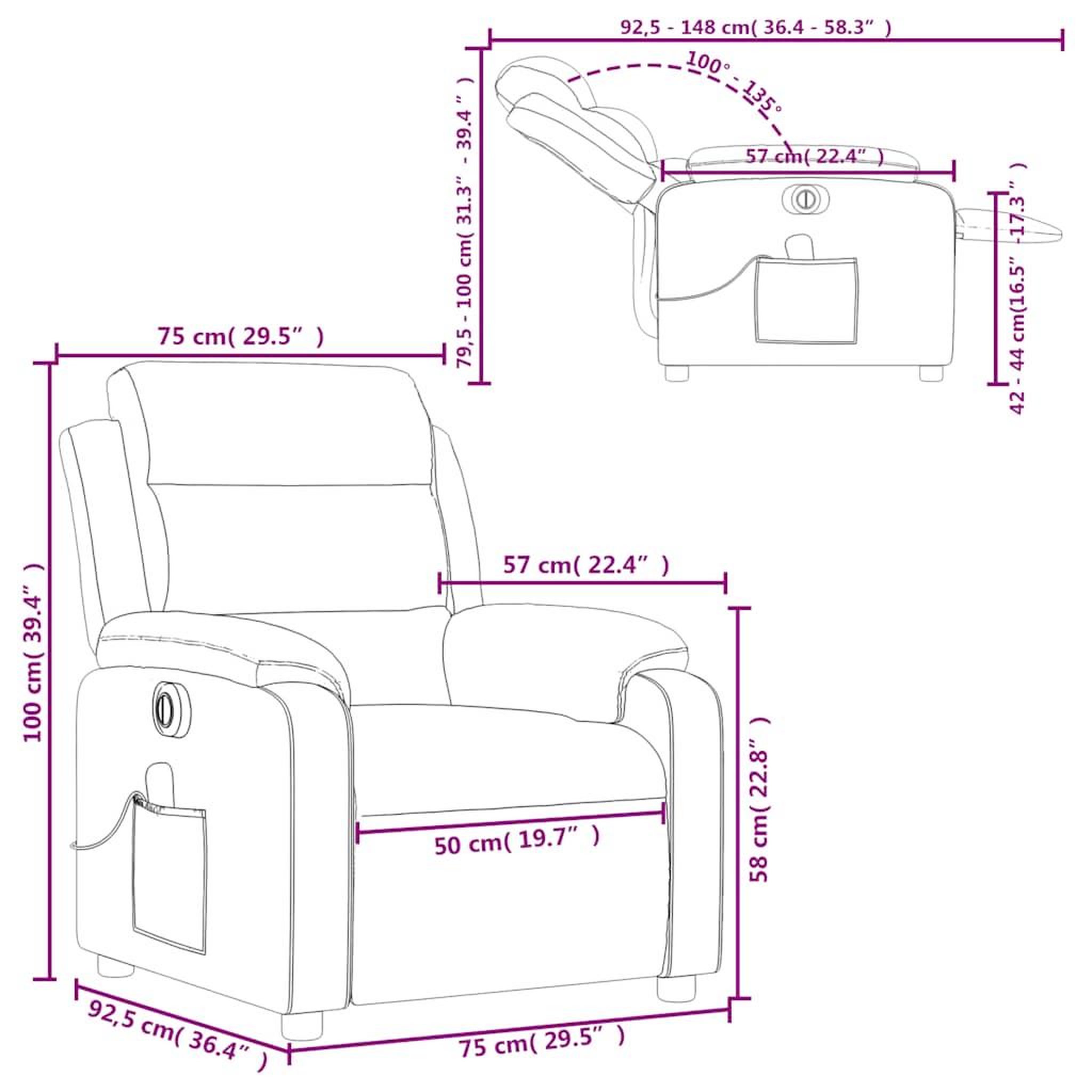 Voir la diapositive 6 : VIDAXL Fauteuil inclinable de massage electrique bleu velours