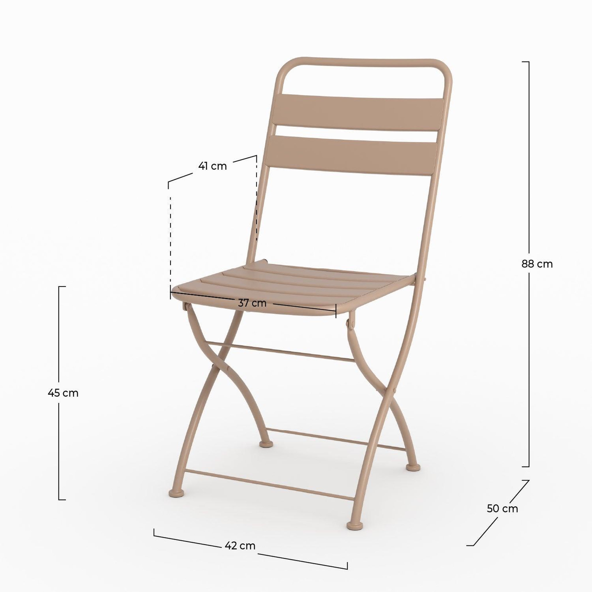 Voir la diapositive 4 : MAISON PAVANE Lot de 2 chaises de jardin en métal taupe, pliantes-yumi