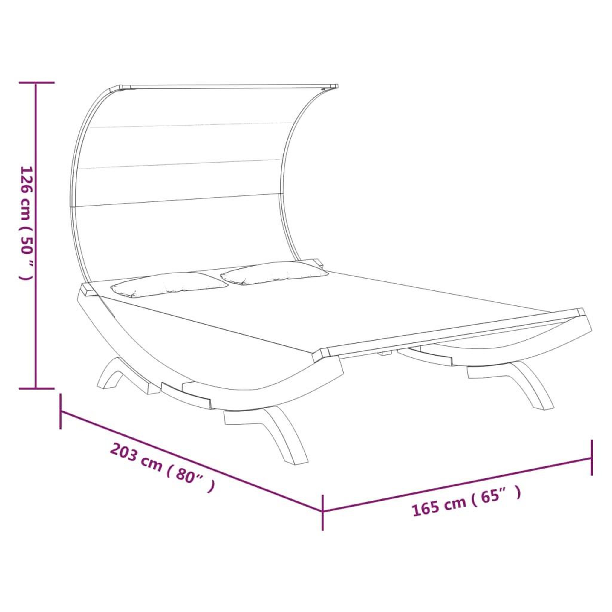 Voir la diapositive 6 : VIDAXL Lit repos et auvent 165x203x126 cm Bois courbe Anthracite