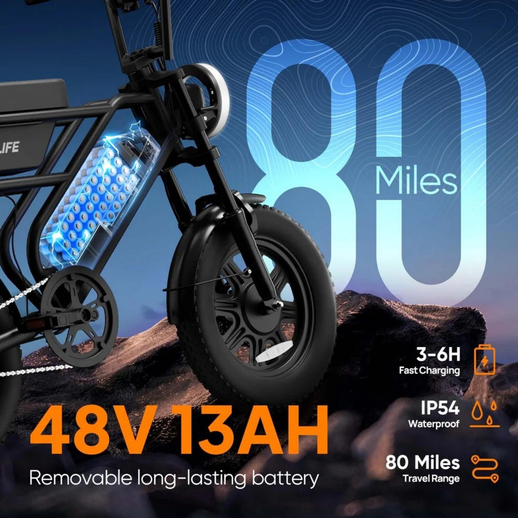 Voir la diapositive 4 : URLIFE Vélo électrique compact urlife t16, fatbike 16 pouces, coffre de rangement sur la selle