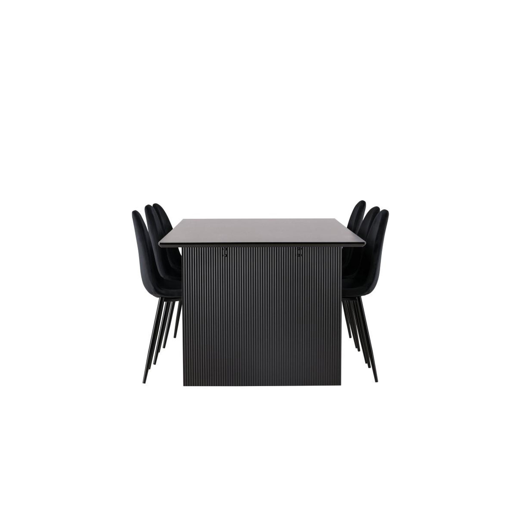 Voir la diapositive 4 : Paris Prix Ensemble table à manger & 6 chaises velours  vail & polar  200cm noir