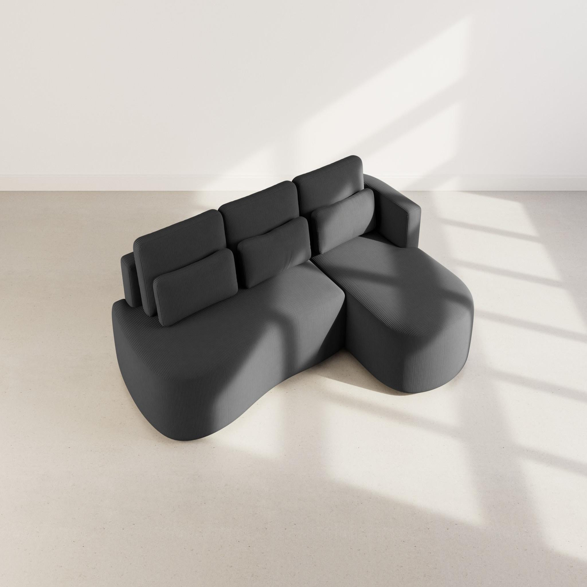 Voir la diapositive 6 : BEST MOBILIER Mahina - canapé d'angle droit 4 places convertible avec coffre en velours côtelé