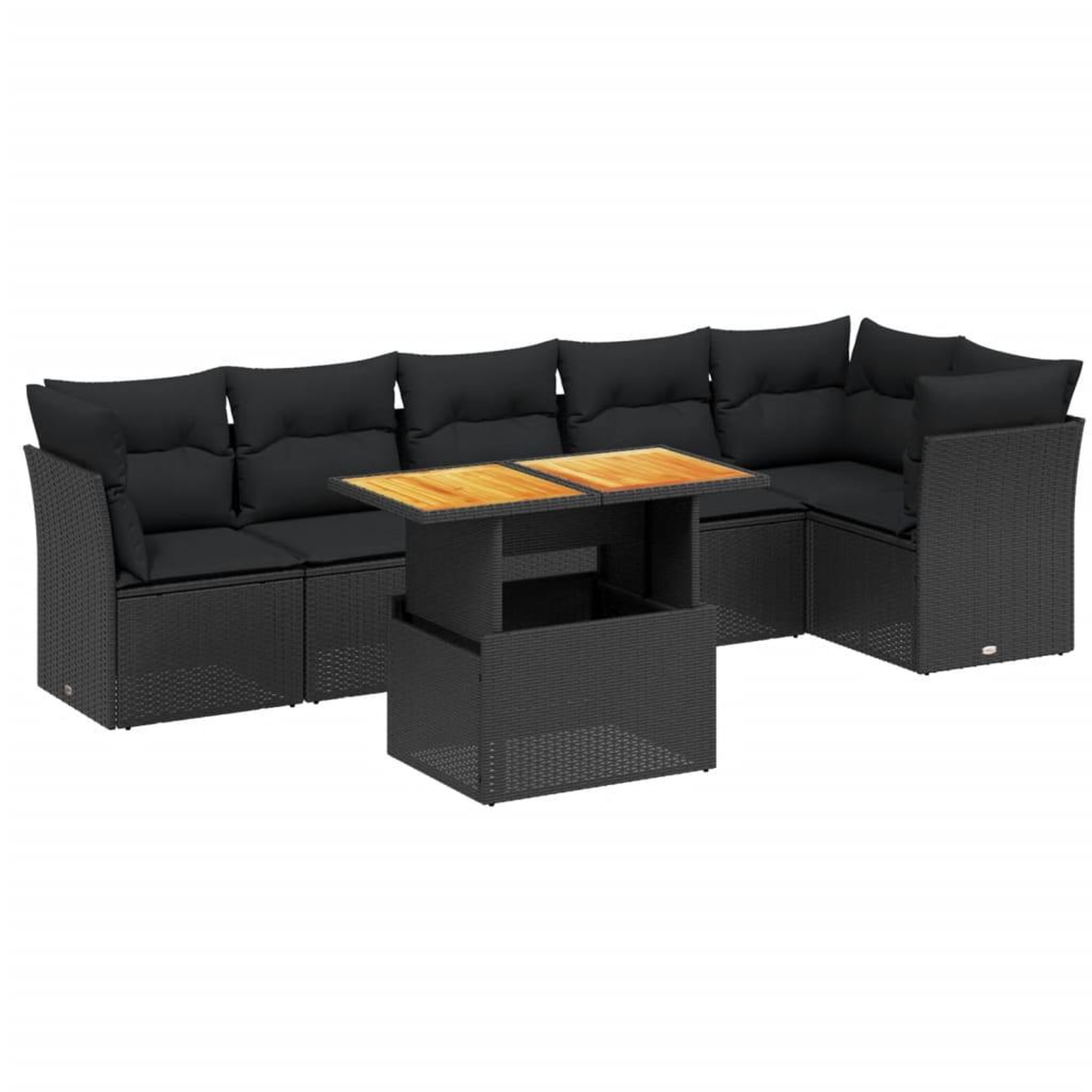 Voir la diapositive 2 : VIDAXL Salon de jardin 7 pcs avec coussins noir resine tressee