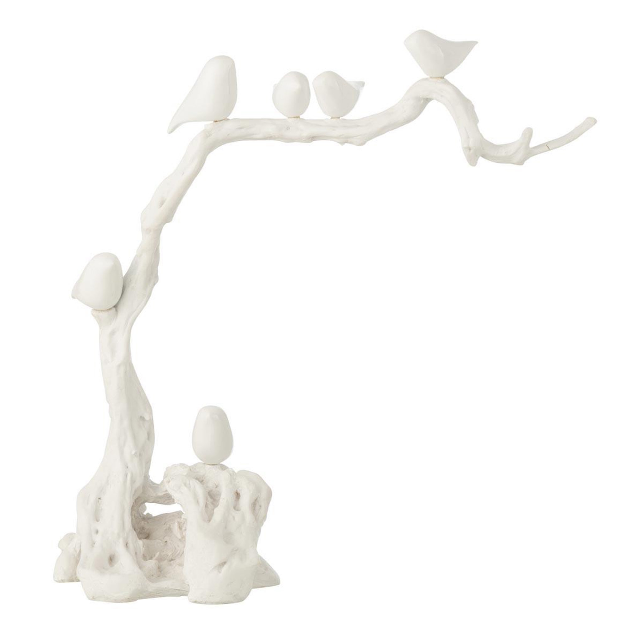 J-LINE Oiseaux sur Branche en Résine  Maribel  62cm Blanc