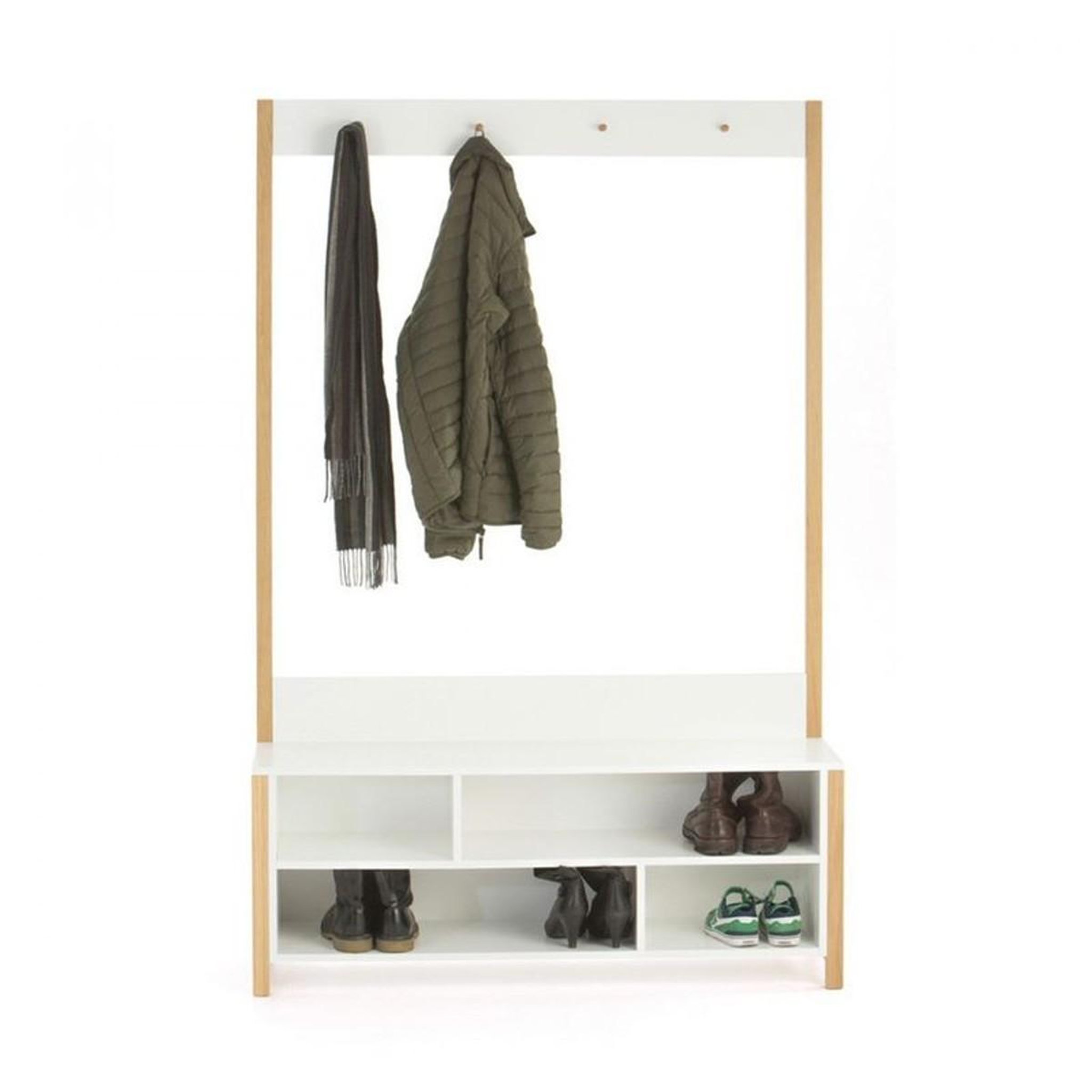 Voir la diapositive 5 : Paris Prix Meuble d'entrée vestiaire  northgate  120cm chêne & blanc