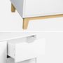 Voir la diapositive 6 : SWEEEK Buffet de rangement blanc. pieds bois - Floki - avec 3 tiroirs. buffet 2 portes. buffet bas. 120x40x75 cm