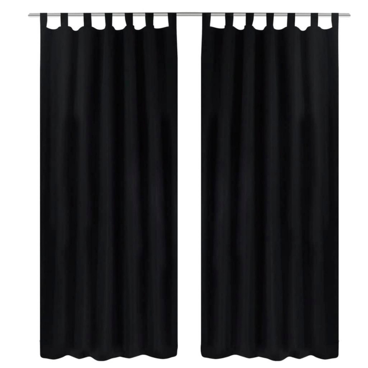 VIDAXL 2 pcs Rideau a Passant Micro Satin Noir 140 x 175 cm