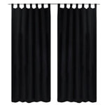 VIDAXL 2 pcs Rideau a Passant Micro Satin Noir 140 x 175 cm