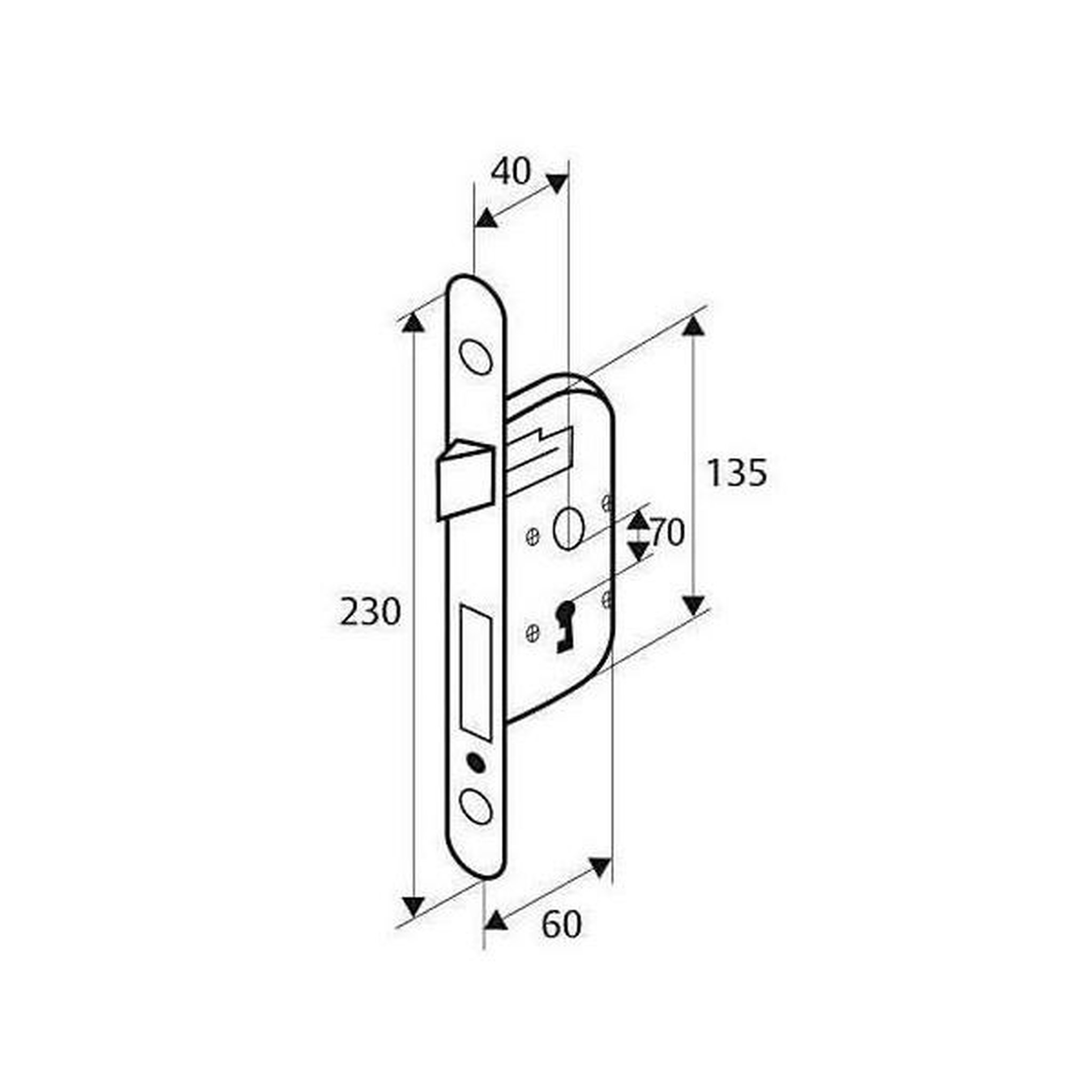 Voir la diapositive 5 : YALE Serrure a encastrer a clé - yale - y75r-a40/b/sc - axe 40 mm, coffre 135 mm - certifié nf niveau 2 - blanc, gâche et clé inc