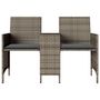 Voir la diapositive 5 : VIDAXL Canape de jardin 2 places avec table et tabourets gris rotin