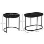 Voir la diapositive 5 : HOMCOM Lot de 2 tables basses gigognes - tables d'appoint encastrables style contemporain - piètement acier plateau MDF aspect marbre noir
