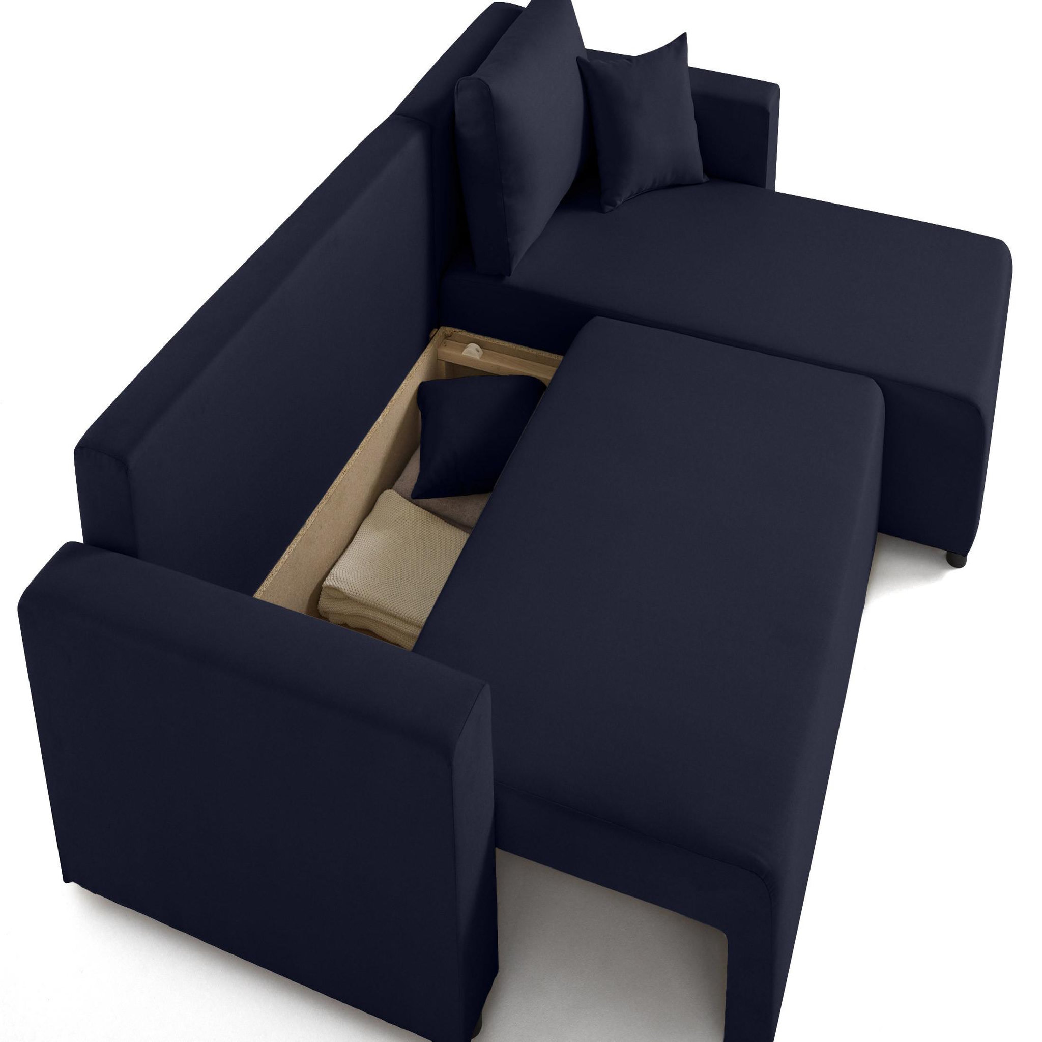 Voir la diapositive 3 : BEST MOBILIER Regala - canapé d'angle réversible - 4 places - convertible avec coffre - en tissu